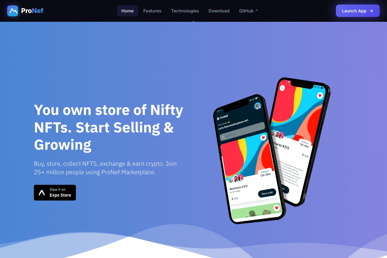 NFT Market Landing Page screenshot